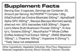 PH LABS NUTROPIK SUPPLEMENT FACTS IMAGE AVAILABLE EXCLUSIVELY AT NUTRISHOP